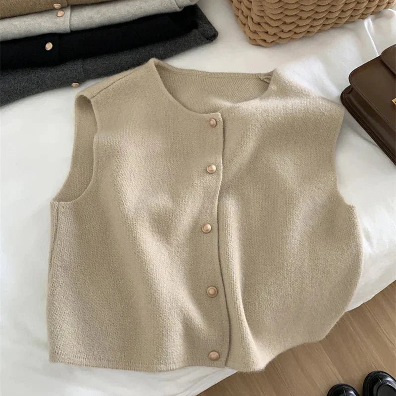 Stylische Damen Winter Knopfweste | Kurz