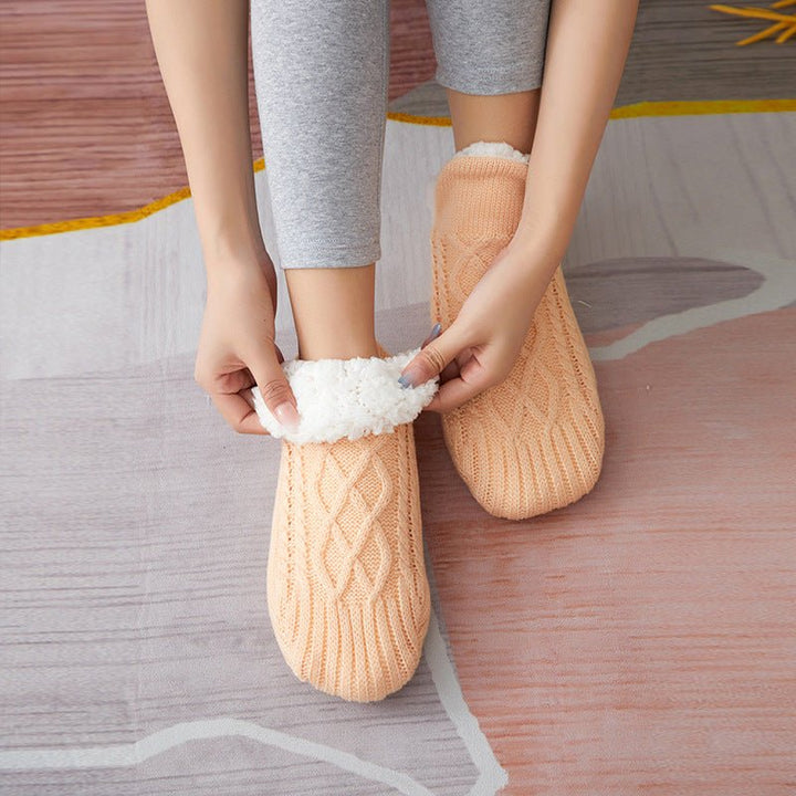 Gestrickte Hausschuhsocken Für Damen | Mit Fleece-Innenfutter