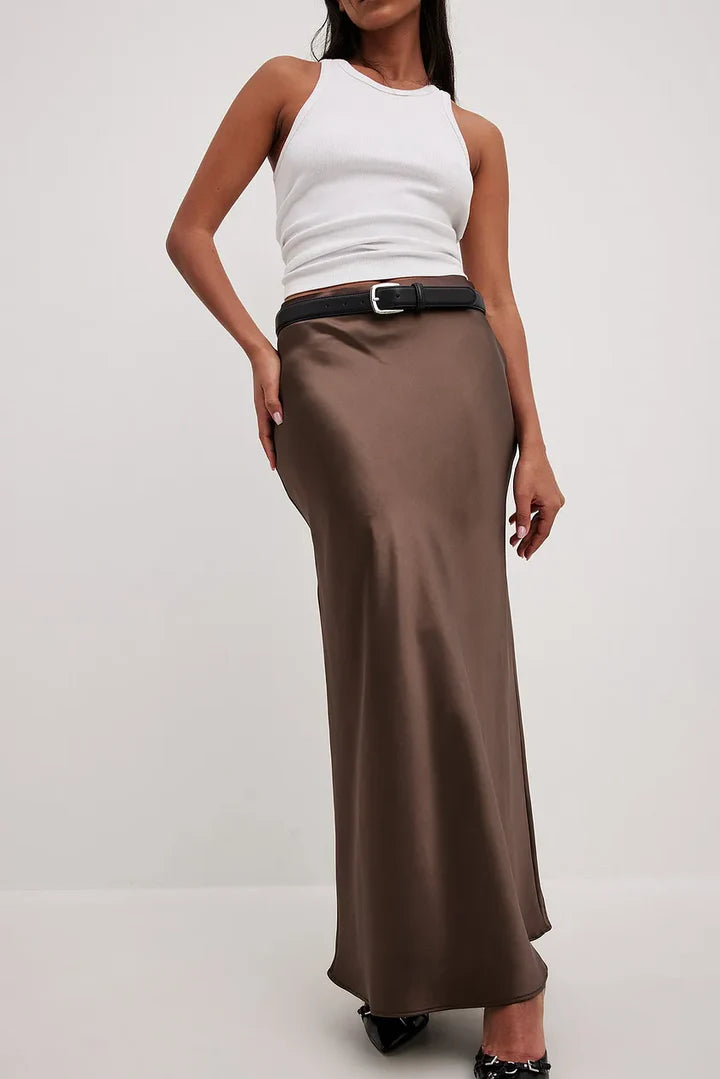 Satinerter Damenrock mit hoher Taille