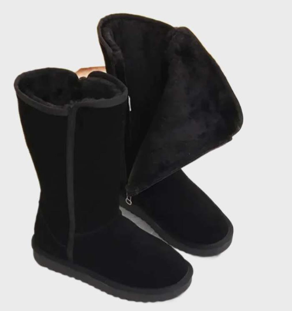 Stylische Winterstiefel Aus Wildleder Für Damen | Reißverschluss