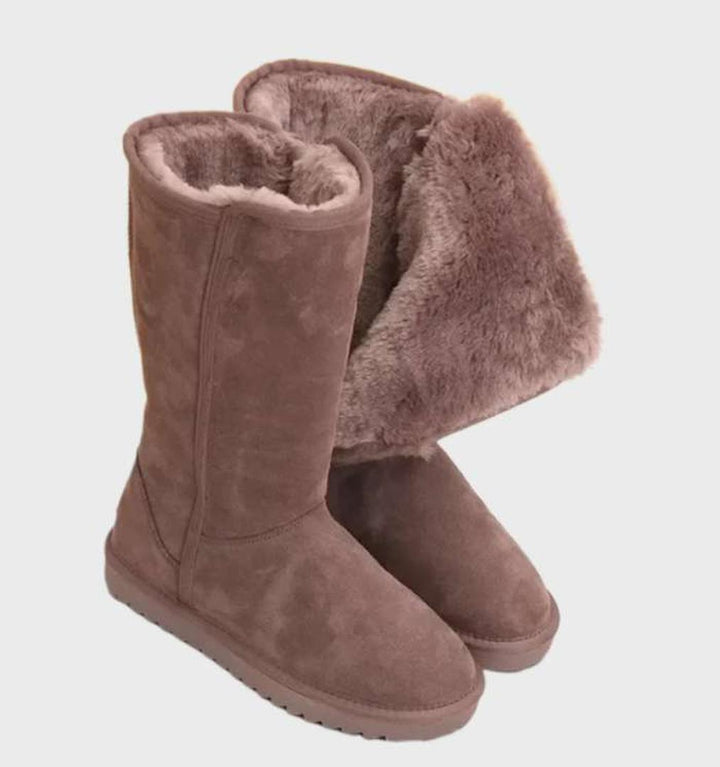 Stylische Winterstiefel Aus Wildleder Für Damen | Reißverschluss