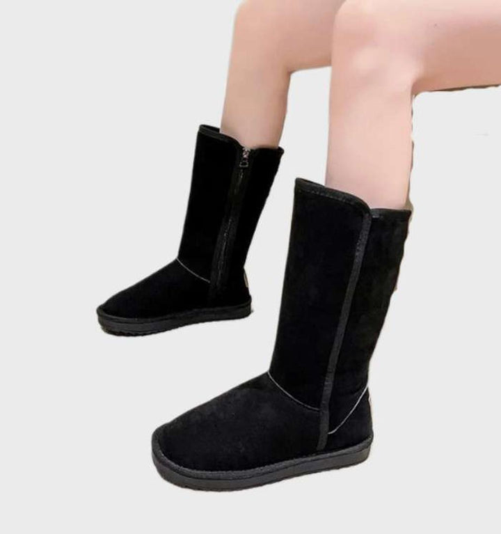 Stylische Winterstiefel Aus Wildleder Für Damen | Reißverschluss