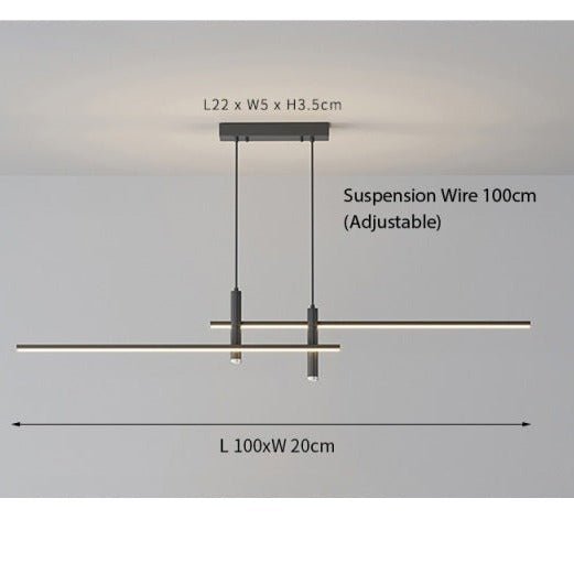 LED Linear Ceiling Pendant Light Dimmable & Adjustable Drop