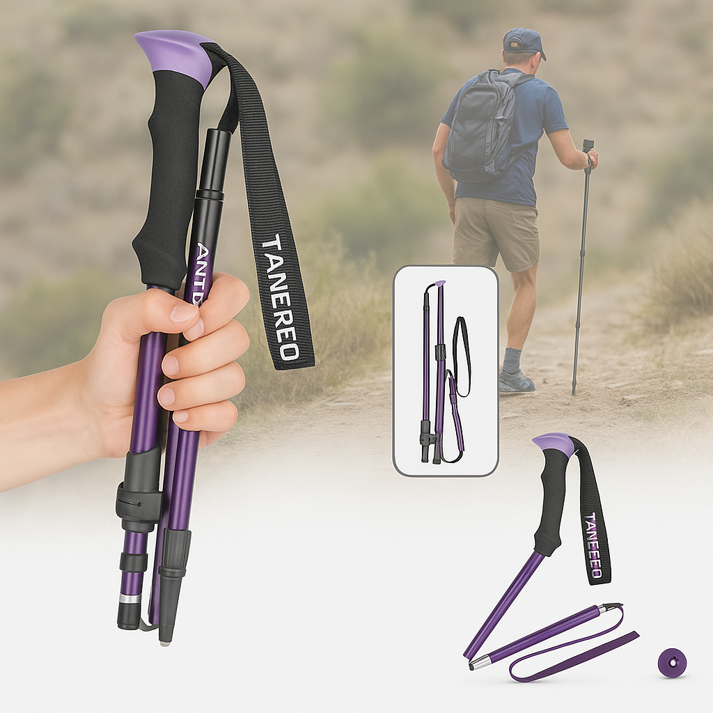Foldable Hiking Poles Adjustable Support for Outdoor Walking