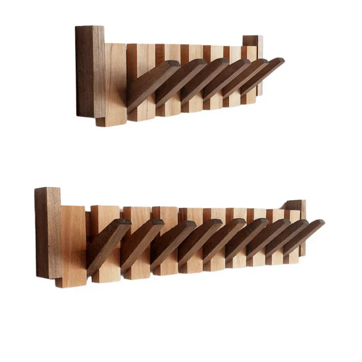 Foldable Wall Coat Rack Space Saving Storage with Hidden Hooks