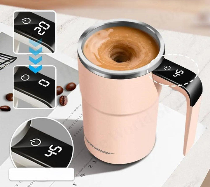 Rechargeable Self-Stirring Mug with Digital Temperature Screen