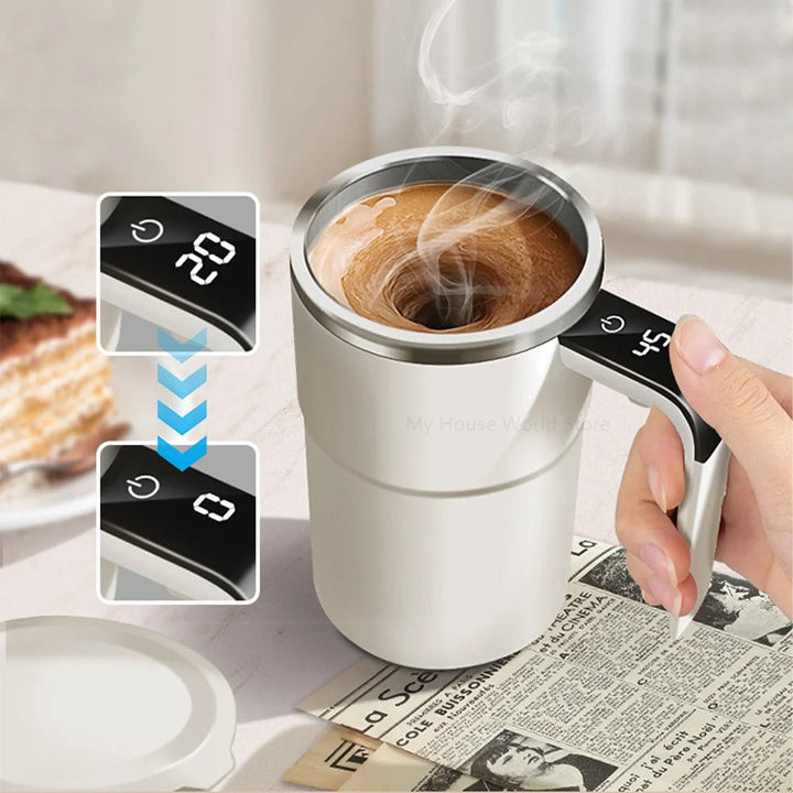 Portable Electric Self-Stirring Mug with Temperature Indicator