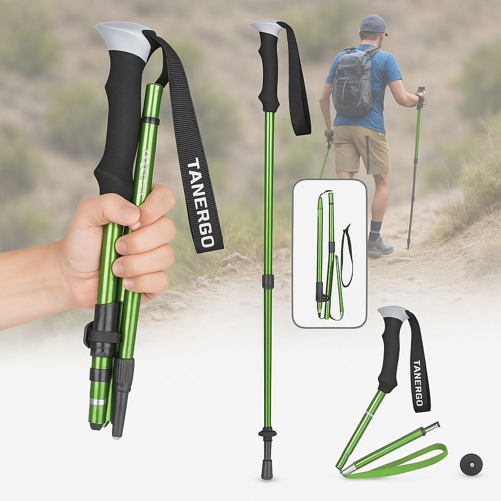 Foldable Hiking Poles Adjustable Support for Outdoor Walking