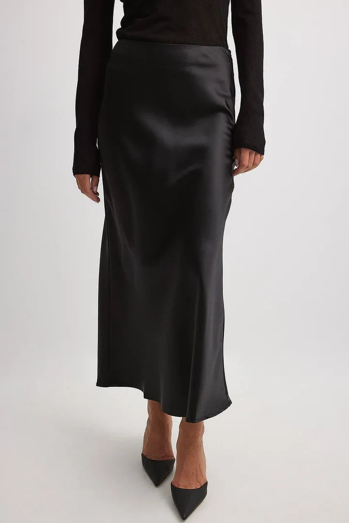 Satinerter Damenrock mit hoher Taille