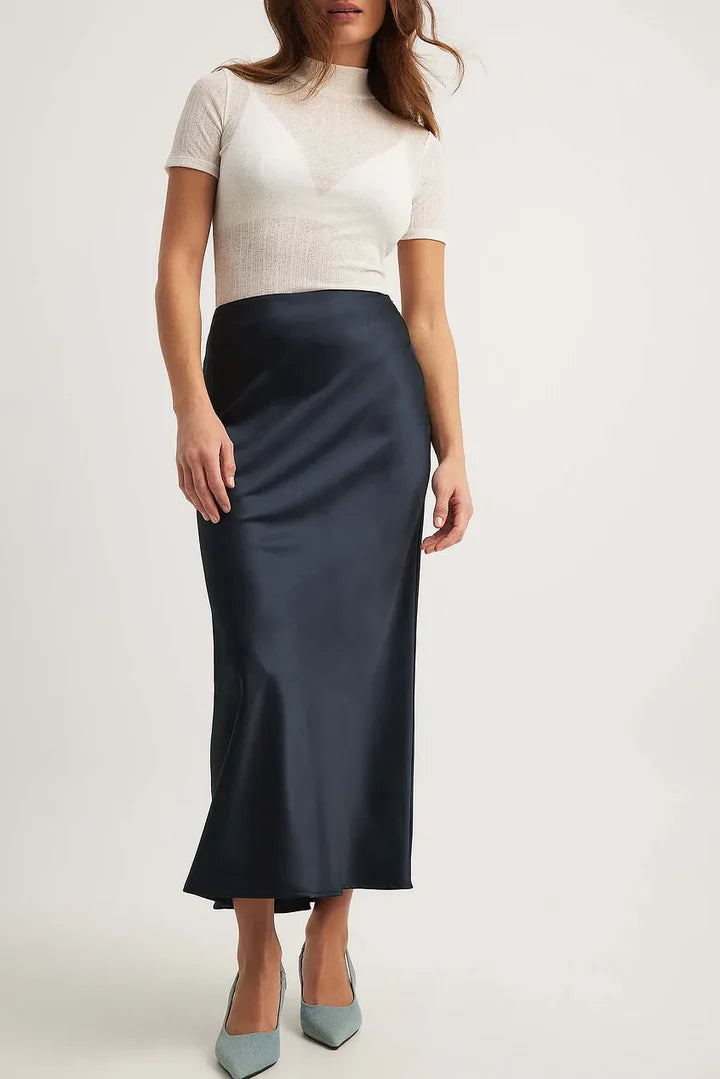 Satinerter Damenrock mit hoher Taille