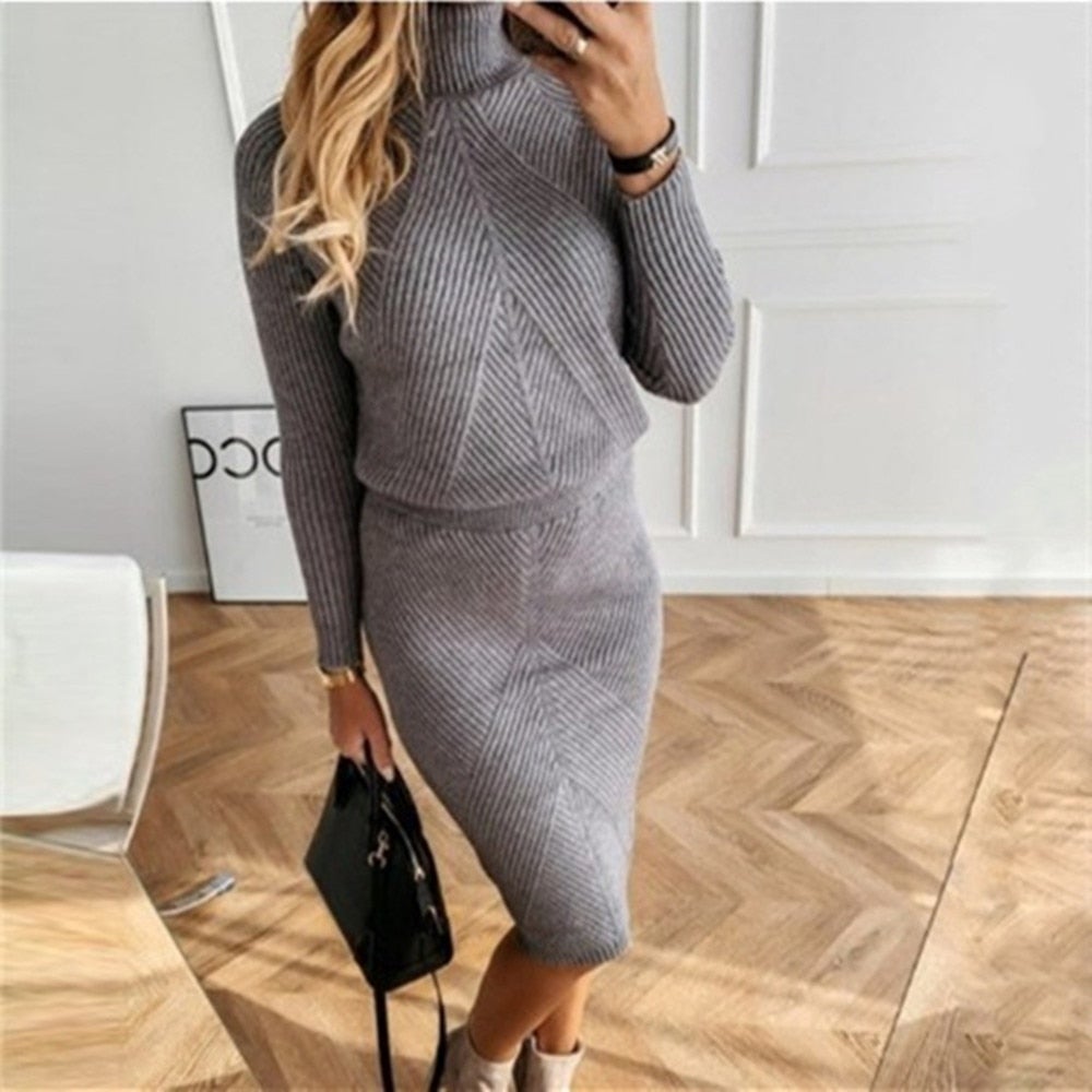 Gestricktes Zweiteiliges Kleid Für Damen | Herbst