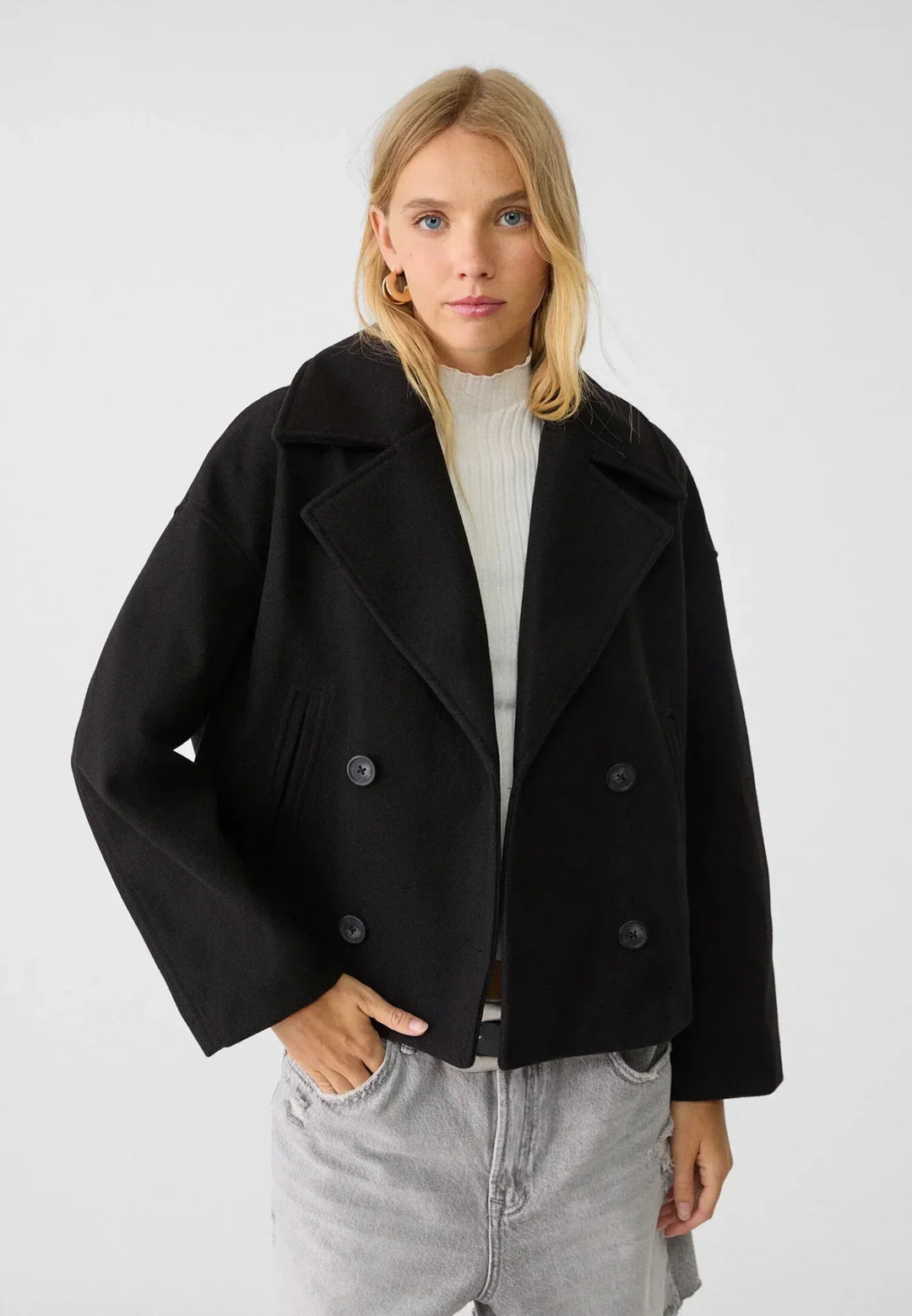 Damen Kurzjacke Mit Knopfdetail | Winter