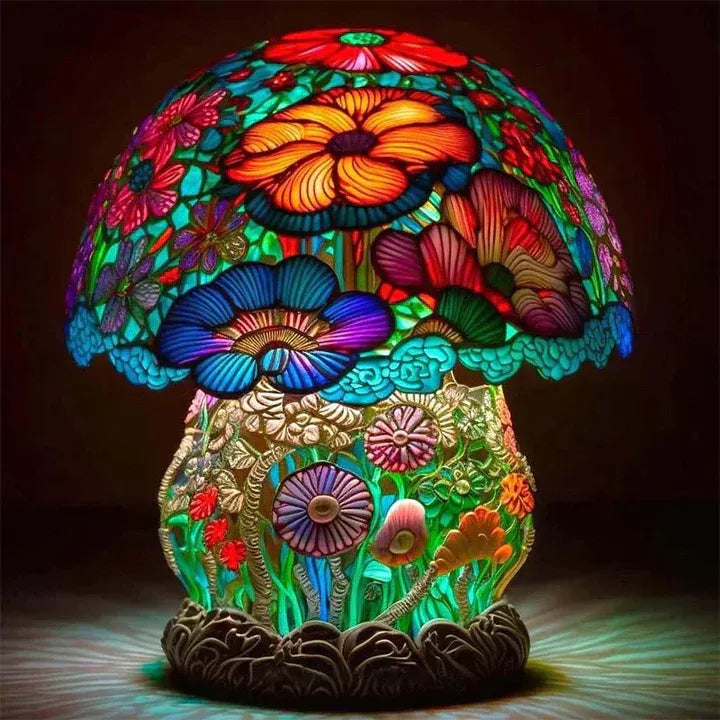 Glas-in-Blei-Lampe – Beruhigendes & Farbintensives Licht im klassischen Stil | Dekorative Tischleuchte für Wohnzimmer & Schlafzimmer