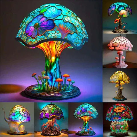 Glas-in-Blei-Lampe – Beruhigendes & Farbintensives Licht im klassischen Stil | Dekorative Tischleuchte für Wohnzimmer & Schlafzimmer