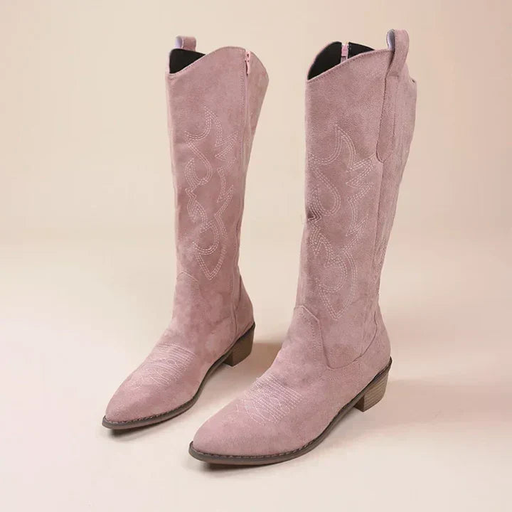 Trendige Cowboystiefel Mit Niedrigem Absatz Für Damen | Winter
