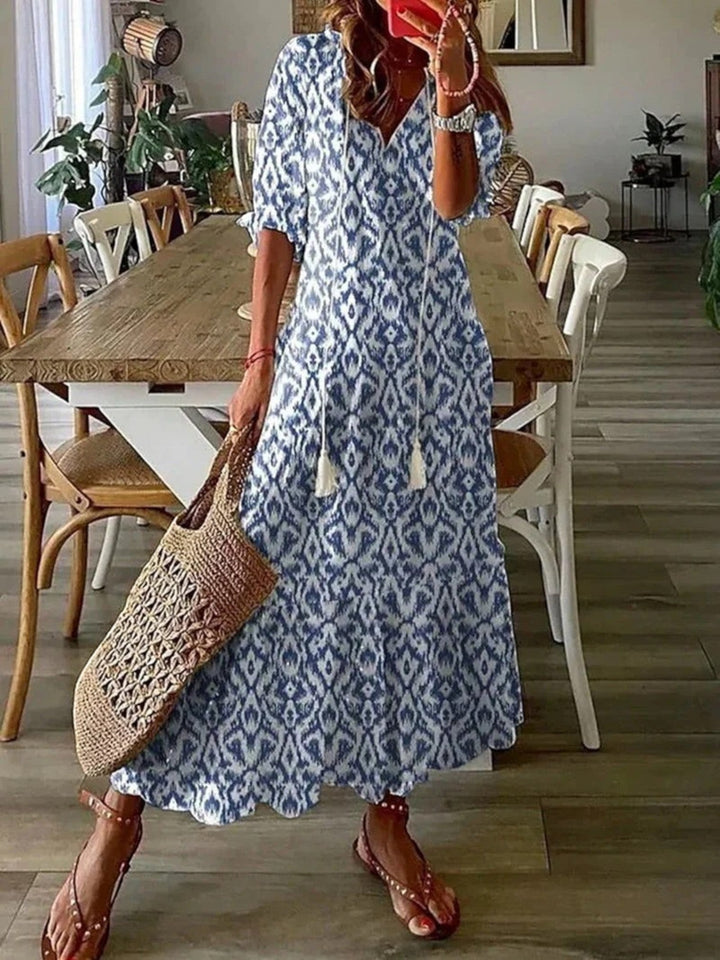 Violett | Bohemian Blumenkleid Für Damen | Maxi
