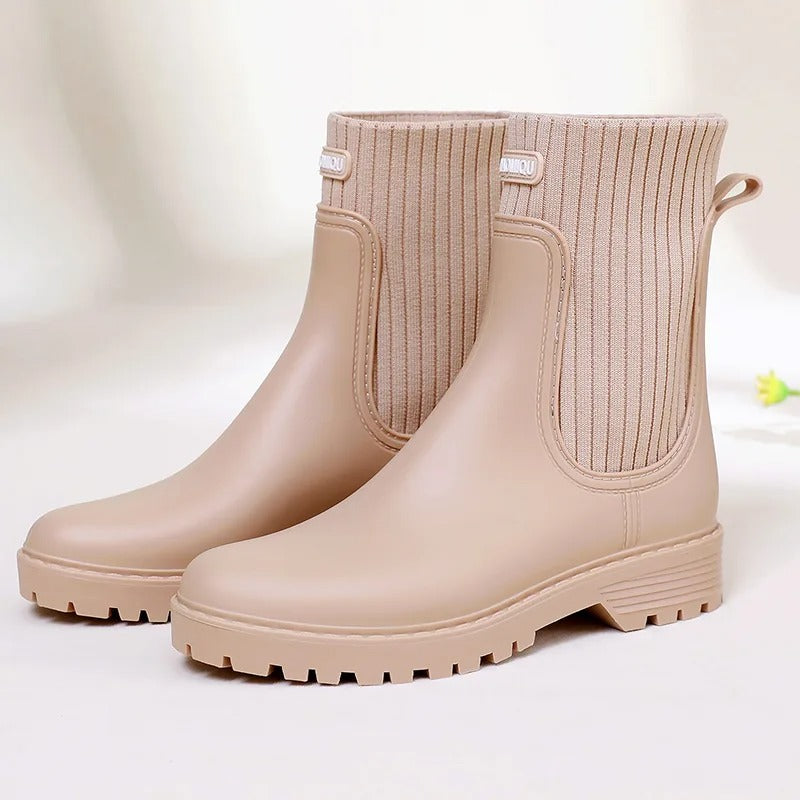 Damen Stiefeletten Mit Strickbund | Steppeinsatz