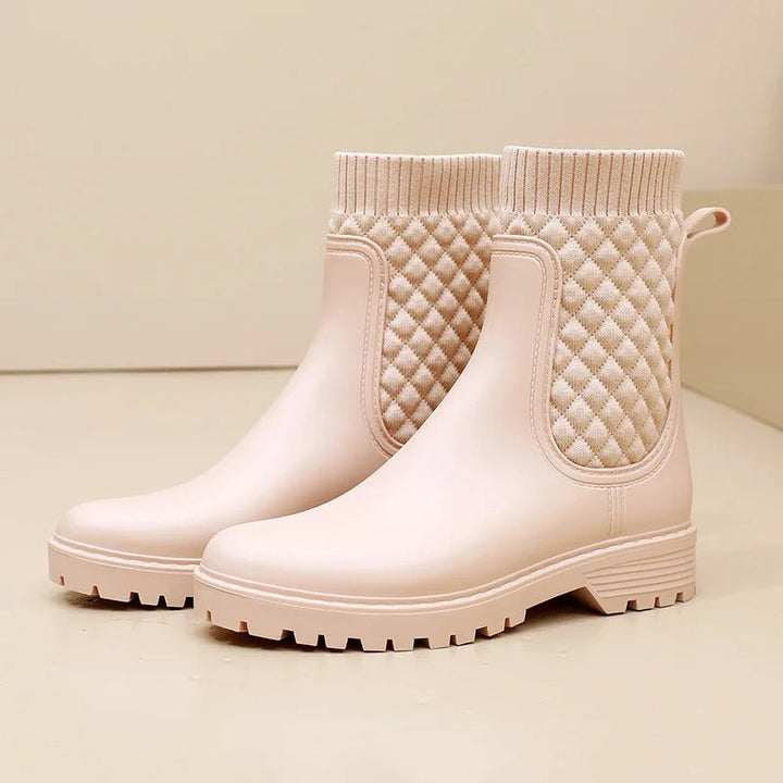 Damen Stiefeletten Mit Strickbund | Steppeinsatz