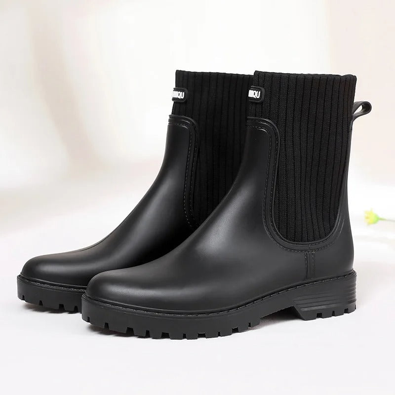 Damen Stiefeletten Mit Strickbund | Steppeinsatz
