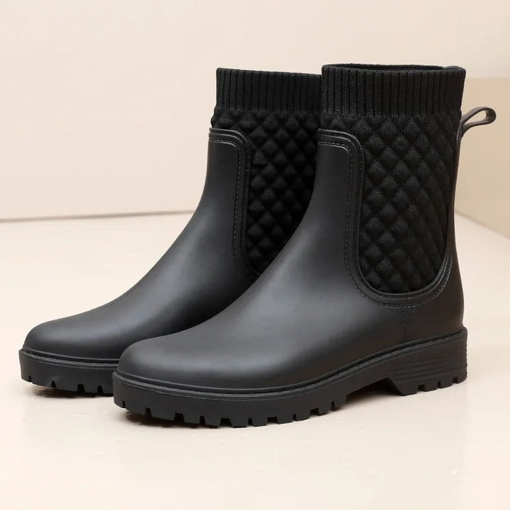 Damen Stiefeletten Mit Strickbund | Steppeinsatz
