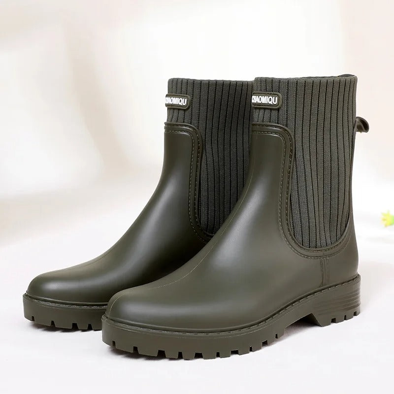 Damen Stiefeletten Mit Strickbund | Steppeinsatz