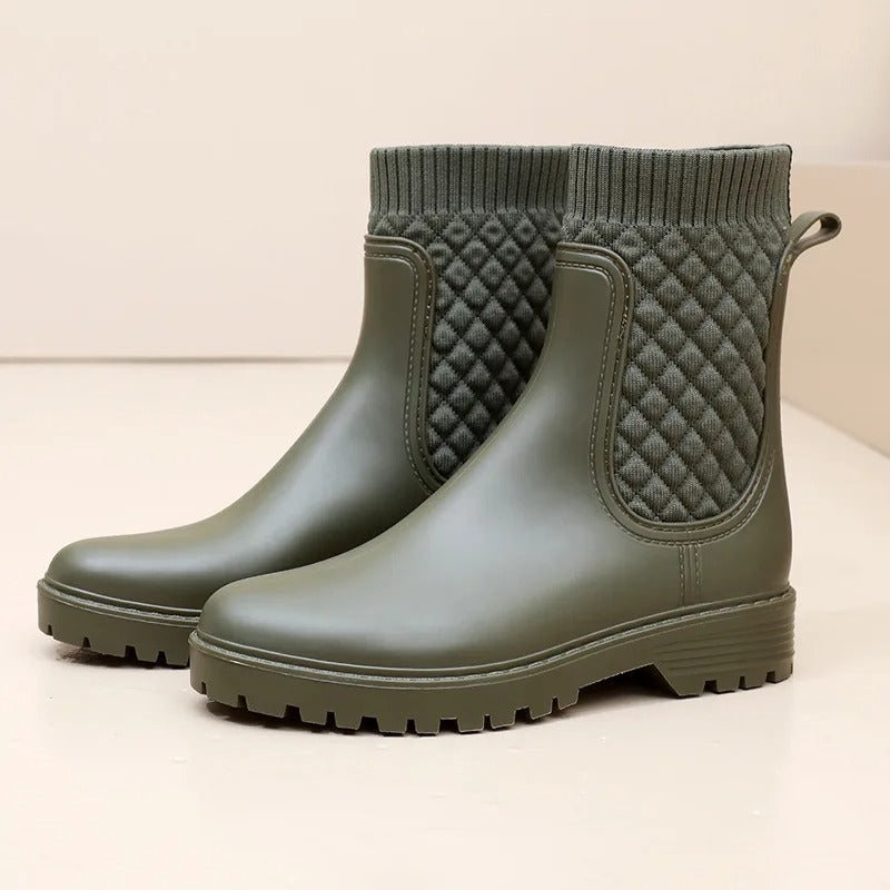 Damen Stiefeletten Mit Strickbund | Steppeinsatz