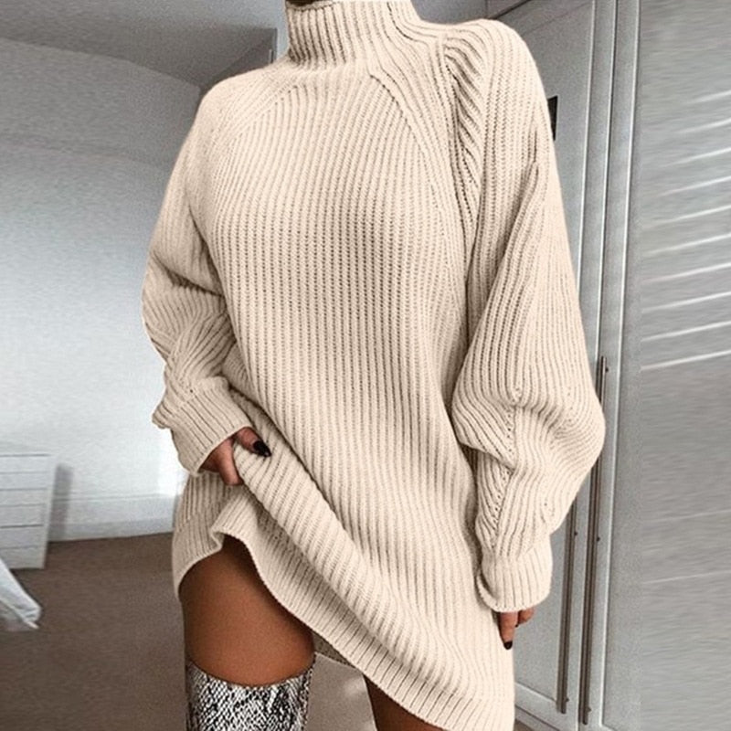 Damen Strickkleid Für Den Winter | Rollkragen