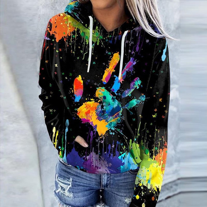 Mehrfarbiger Kapuzenpullover Für Damen | Langarm