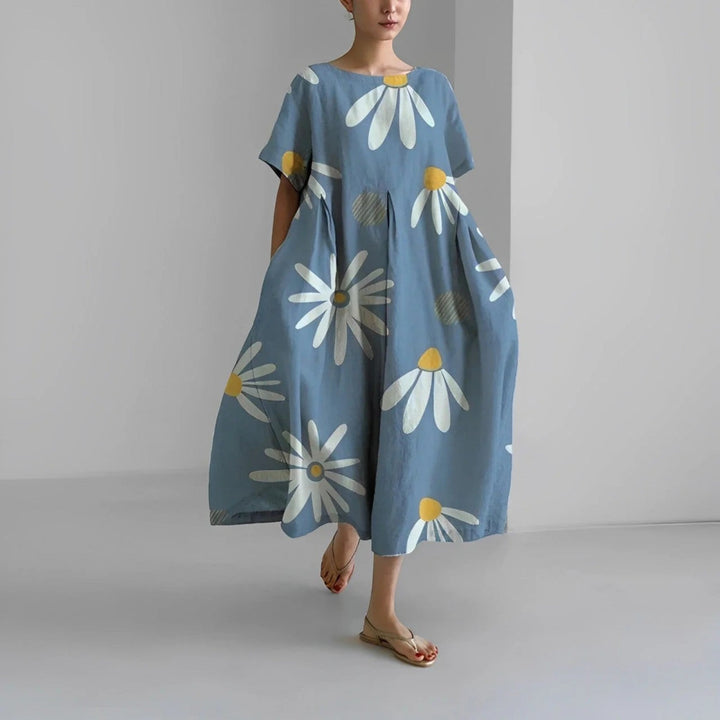 Chaveli | Bohème-blumenkleid Mit Rundhalsausschnitt Für Frauen | Midi
