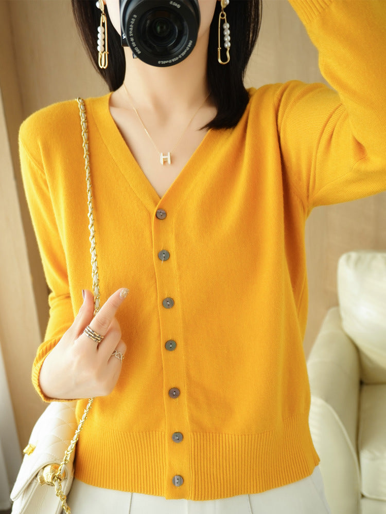 Langärmliger Kaschmir-Cardigan Mit Knöpfen Für Damen | Übergröße