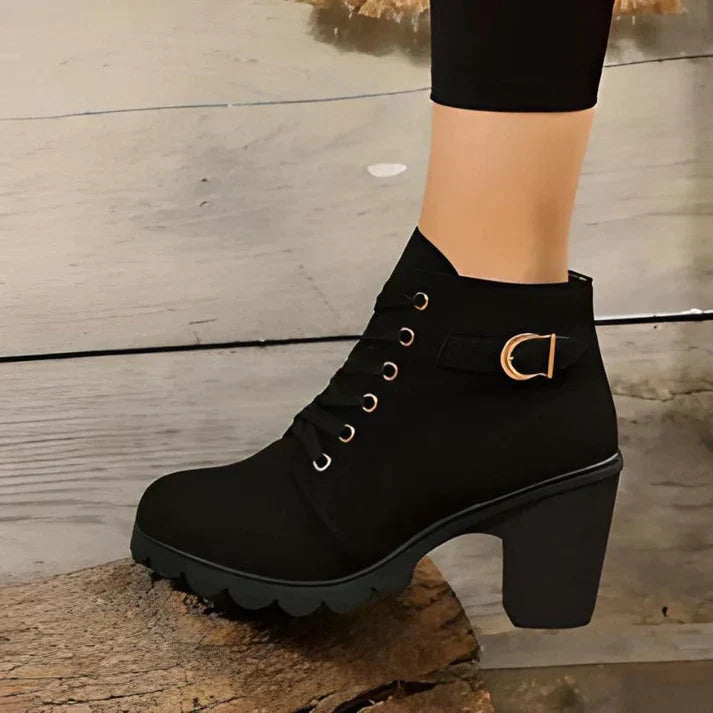 Damen Trendige Stiefeletten Mit Schnürung | Seitlichem Reißverschluss